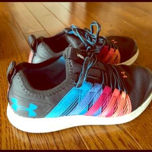 Little girls Under Armour shoes.